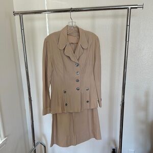 Vintage 1940’s Tan Double-Breasted Skirt Suit